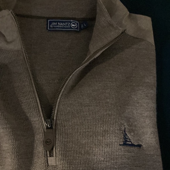 NWOT JIM NANTZ VINEYARD VINE 3/4 Zip beige 100% merino wool in LARGE. - Picture 3 of 5